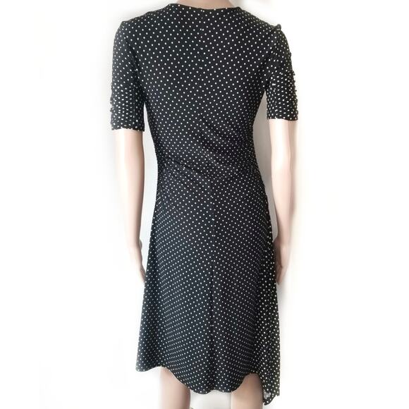 TOPSHOP | Polka-dot Asymmetrical Dress with Stretch and Shirring 50s Retro - Picture 2 of 6